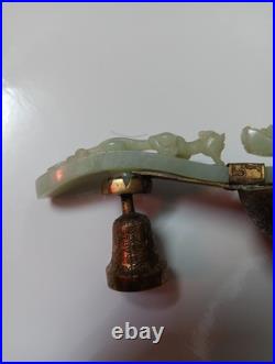 Chinese Nephrite Jade Dragon Head Belt Hook, Chilong & Lingzhi, Late 18th C