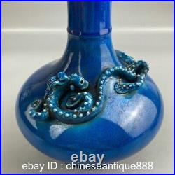 Chinese Old Porcelain qing dynasty kangxi mark blue glaze dragon pattern Vase