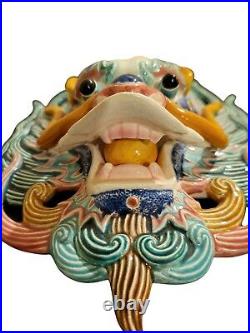 Chinese Porcelain Dragon Head Wall Sculpture