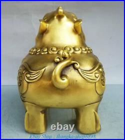 Chinese Pure Bronze Carving Dragon Beast Pixiu Unicorn Animal Sculpture