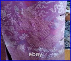 Chinese Qing Dynasty Gold Thread Silk Imperial 8 Dragon 5 Claw Purple Robe C1860