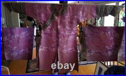 Chinese Qing Dynasty Gold Thread Silk Imperial 8 Dragon 5 Claw Purple Robe C1860