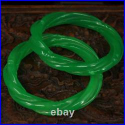 Chinese Qing Dynasty Palace collection Green jade bracelet + Dragon wood Box