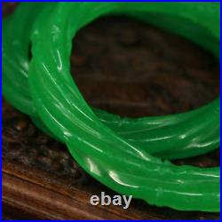 Chinese Qing Dynasty Palace collection Green jade bracelet + Dragon wood Box
