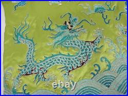 Chinese Qing Dynasty Silk Embroidered Dragon Robe / H 102cm / Plate Qing