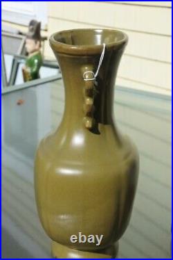Chinese Qing Teadust Vase with two dragon handles, Michael L. Vermeer, H 10 3/4