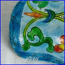 Chinese Quing Empire Cloisonne Scoop Spoon Cup Dragon Handle Turquoise Flawed