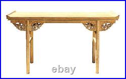 Chinese Raw Wood Altar Dragon Carving Apron Console Side Table cs2735