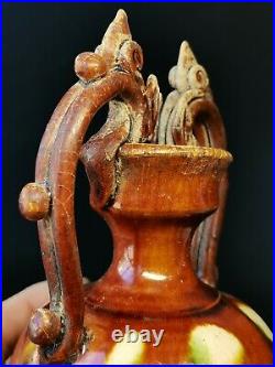 Chinese Sancai pot Double Dragon Ear Tang Tri-color glazed Pottery vessel