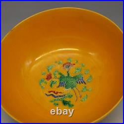 Chinese Three-colour Glazed Pottery Porcelain Yellow Glaze Dragon Phoenix Bowl