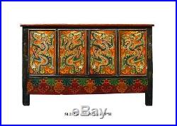 Chinese Tibetan Graphic Dragon Multi-color Side Cabinet Table Storage mh308