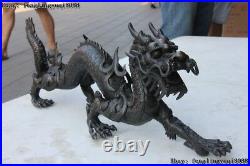 Chinese Totem FengShui Pure Copper Bronze Dynasty Palace Dragon Loong Art Statue