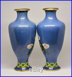 Chinese Vintage Cloisonne pair Dragon Vases 10 Inches tall-