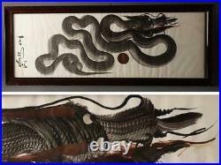 Chinese Vintage Dragon Painting / W 83.5cm Dish Plate Vase