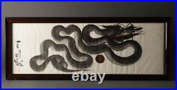 Chinese Vintage Dragon Painting / W 83.5cm Dish Plate Vase