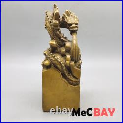 Chinese Vintage Handicraft Antique Bronze Collection Dragon Line World Seal Arts