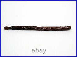 Chinese Well-Carved Double Dragon Wood Fly-whisk Handle, Qing dynasty