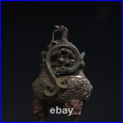 Chinese antique Copper Tuojin Double Ear Dragon Incense Burner