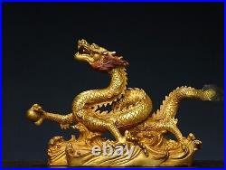 Chinese antique copper gilded feng shui dragon ornaments