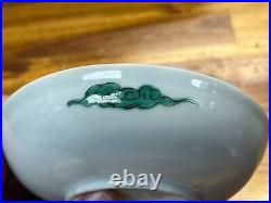 Chinese antique green dragon porcelain plates Qing dynasty three finger dragon