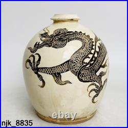 Chinese antique manual Song dynasty Cizhou kiln Dragon pattern pulm vase