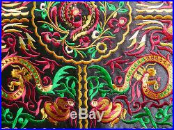 Chinese antique miao hmong machinemade colorful embroidery Fire Dragons