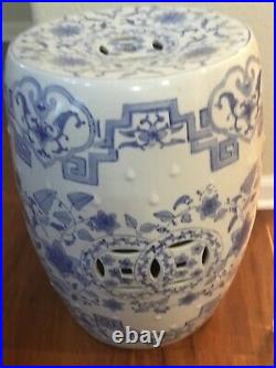 Chinese blue and white barrel drum garden seat large dragon stool 18 Phoenix