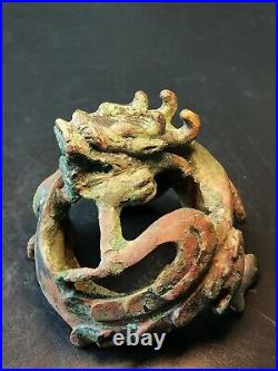 Chinese bronze Dragon ornament seated Dragon statue