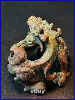 Chinese bronze Dragon ornament seated Dragon statue