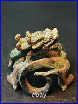 Chinese bronze Dragon ornament seated Dragon statue