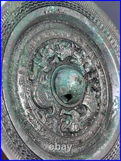 Chinese bronze mirror Dragon&Tiger pattern ornament round mirror with words