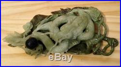 Chinese carved green JADE DRAGON large antique figure