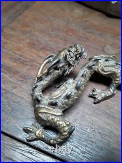 Chinese cast pewter and gilt dragon Scholars paper weight