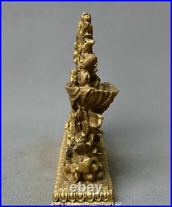 Chinese fengshui old bronze Dragon phoenix Opera beads auspicious animal statue