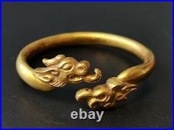 Chinese gilding bronze Bracelet bangle Dragon head design bracelet ornaments
