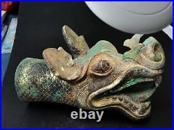 Chinese gilding bronze Dragon head bronze chariot ornaments Dragon head statues