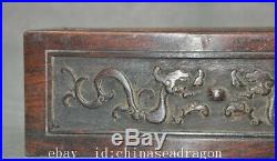 Chinese huanghuali wood hand carved beast dragon fishstatue storage box boxes