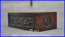 Chinese huanghuali wood hand carved beast dragon fishstatue storage box boxes