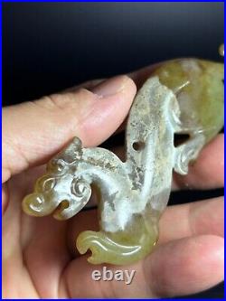 Chinese jade Dragon figurine ornament carving Dragon statue shaped pendant