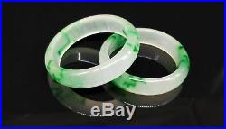 Chinese jade Hand-engraved bracelet A pair + Hand carved dragon box