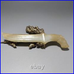 Chinese jade jian ornaments dragon head sword hilt