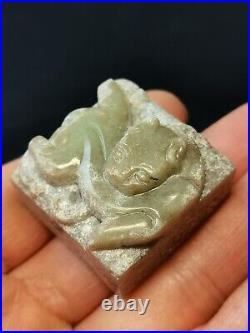 Chinese jade seals stamp carved Chi Tiger button seals Dragon vein singet