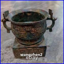 Chinese old antique gilt Dragon patterned tripod with three legged lettering