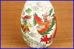 Chinese old colour cloisonne hand painting dragon egg statue