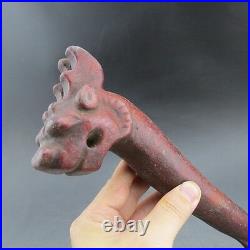 Chinese old jade, collectibles, hongshan culture, rare Dragon rod, statue R065