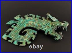 Chinese ritual Turquoise Dragon inlays Bronze Dragon statue
