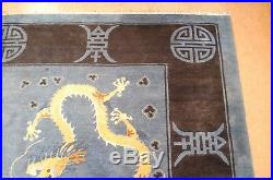 Ci 1920's ANTIQUE ART DECO DRAGON DESIGN CHINESE RUG 9.7x13 FIVE CLAWED DRAGON