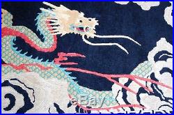 Cir 1920's ANTIQUE ART DECO WALTER NICHOLS DRAGON DESIGN CHINESE RUG 2.7x4.3