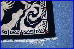 Cir 1920's ANTIQUE ART DECO WALTER NICHOLS DRAGON DESIGN CHINESE RUG 2.7x4.3