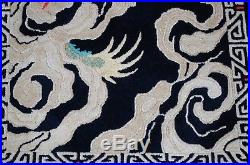 Cir 1920's ANTIQUE ART DECO WALTER NICHOLS DRAGON DESIGN CHINESE RUG 2.7x4.3